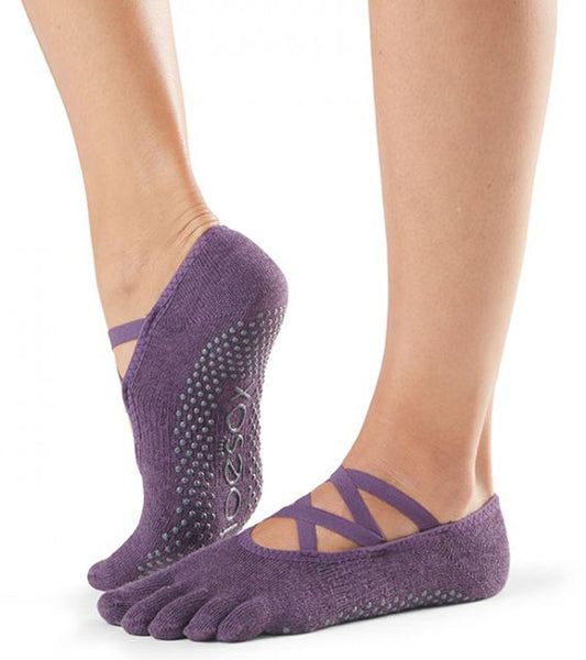 Toesox Elle Full-Toe Yoga Grip Socks Blackberry
